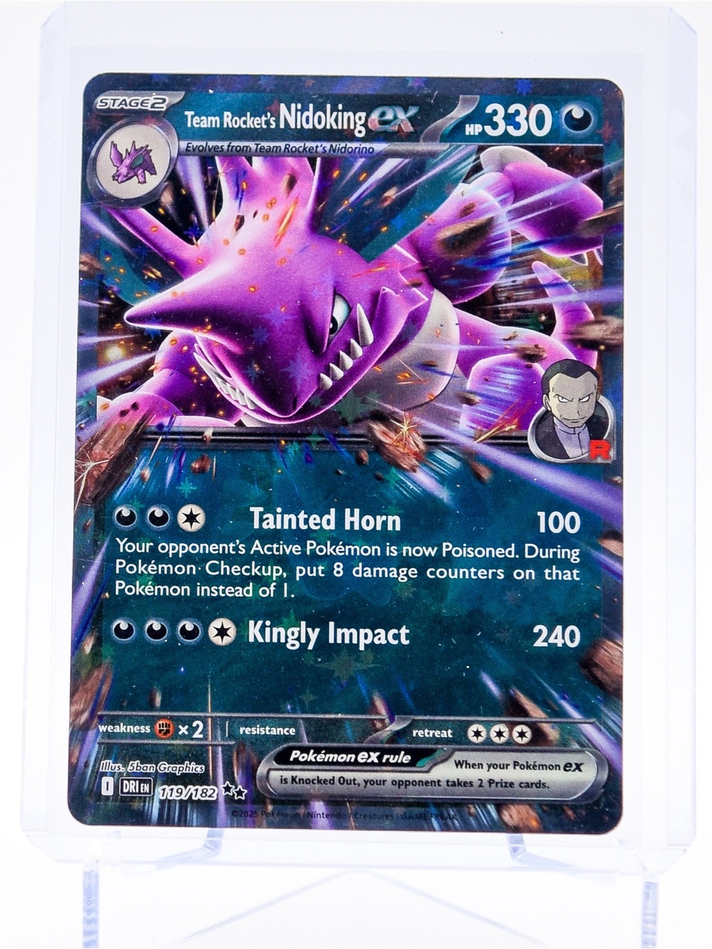 Pokemon Card Team Rocket’s Nidoking 119/182 EX Double Rare Destined Rivals NM
